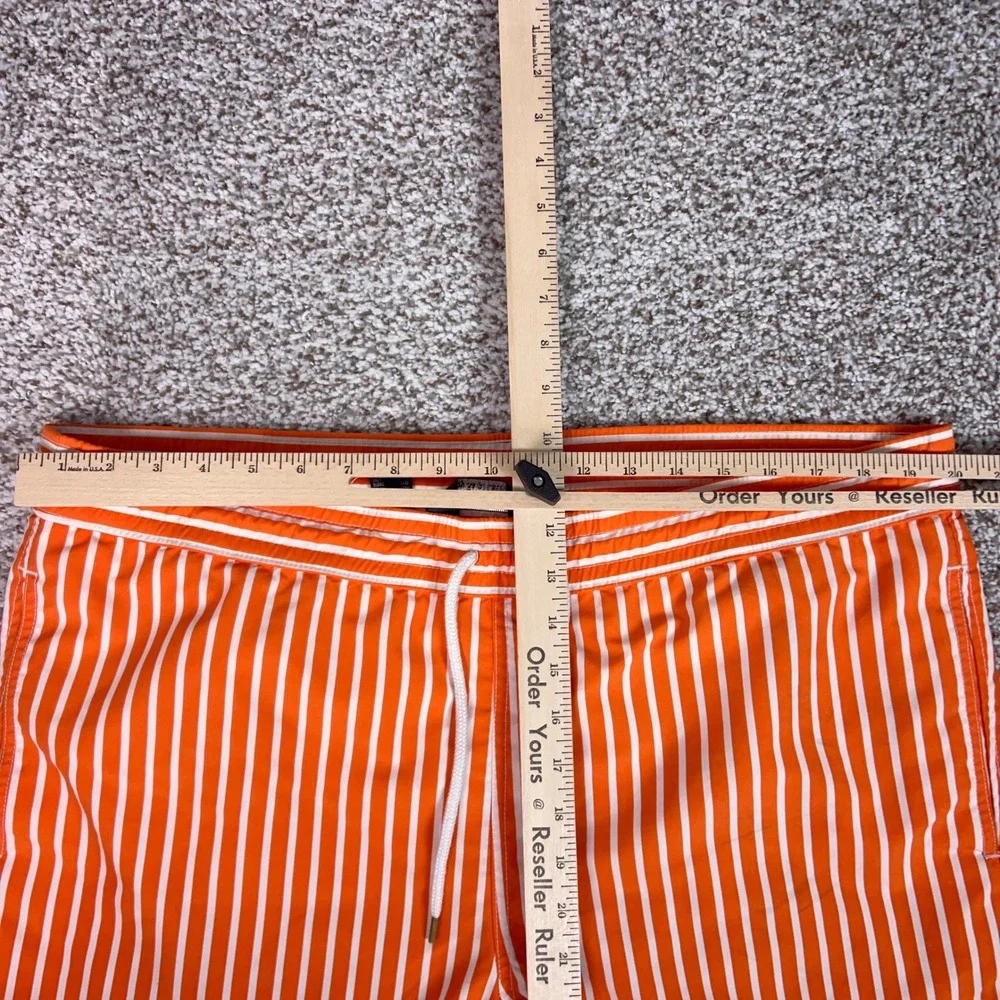 Polo Ralph Lauren Swim Trunks Mens L Orange Swimsuit Striped Beachwear Pony Logo